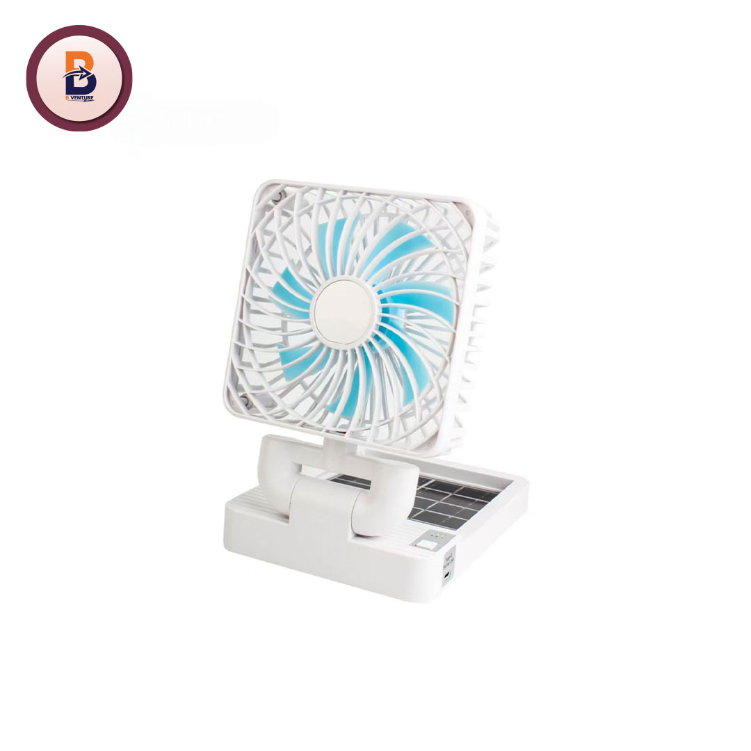 Solar Fan- Double Head Charging Fan-  Rechargeable Fan can also charging In Solar